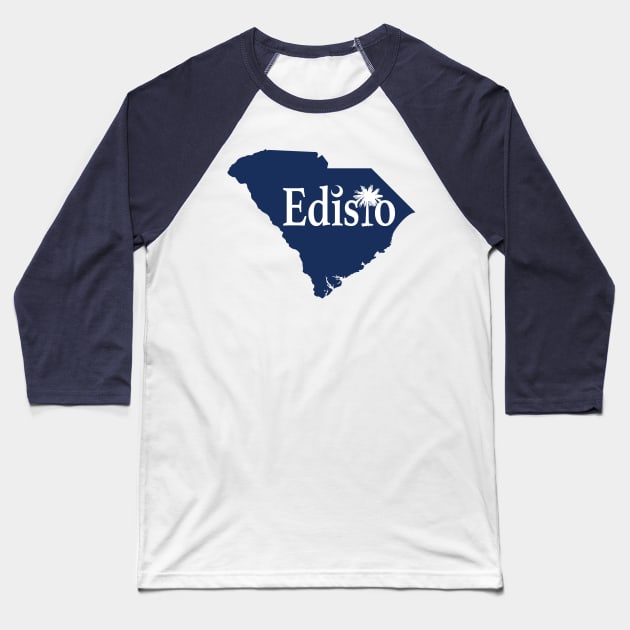 Edisto Island South Carolina State Outline Blue Baseball T-Shirt by TGKelly